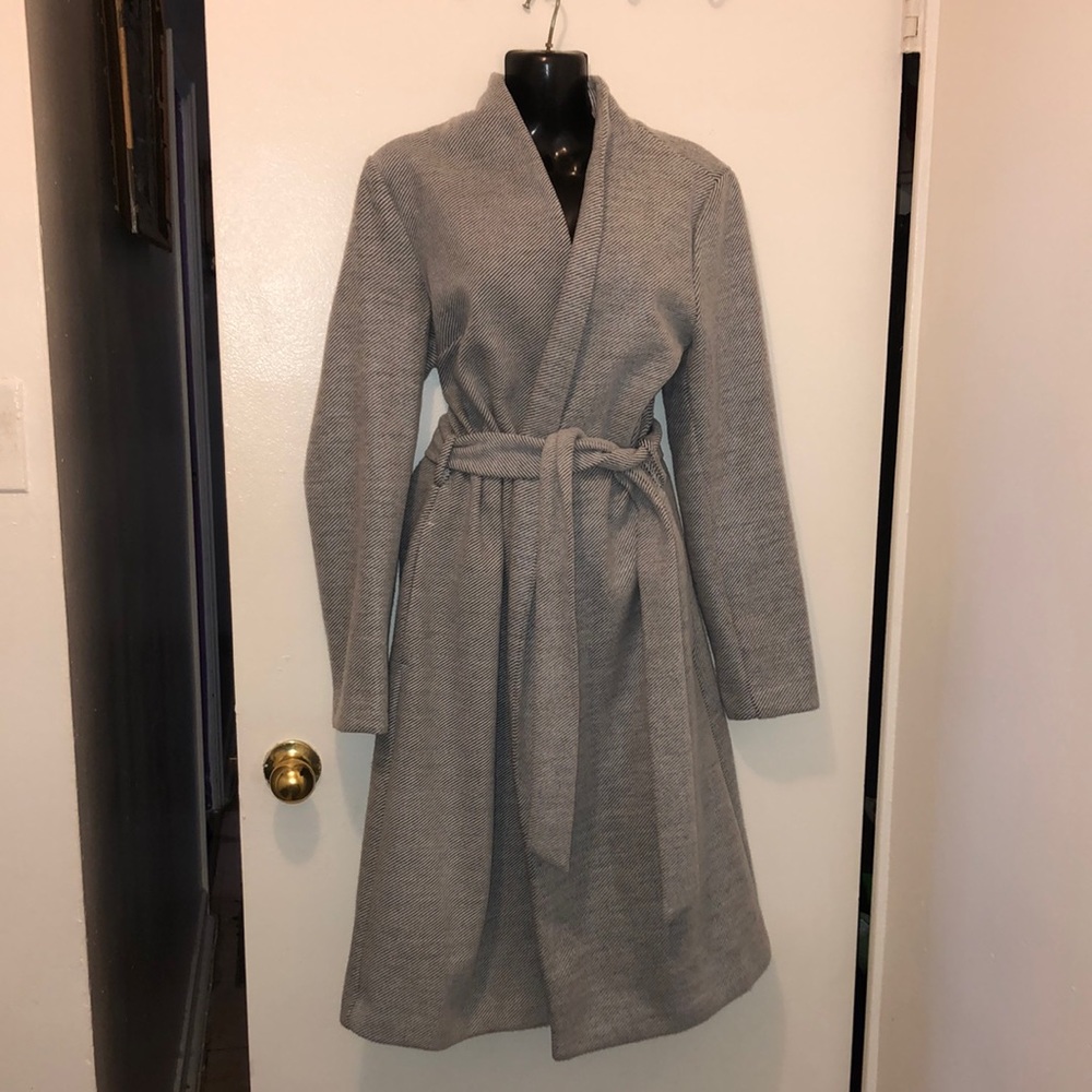 NWT - Dynamite Grey Twilled Belted Chevron Coat